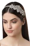 Buy_Bijoux By Priya Chandna_White Crystals Studded Petal Shaped Hairband _at_Aza_Fashions