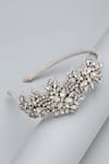 Shop_Bijoux By Priya Chandna_White Crystals Studded Petal Shaped Hairband _at_Aza_Fashions