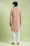 Shop_Aryavir Malhotra_Peach Sherwani Cotton Satin Embroidery Floral With Pyjama _at_Aza_Fashions