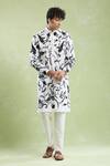 Arihant Rai Sinha_White Chanderi, Silk Embroidery Floral Bloom Kurta With Pyjama _at_Aza_Fashions