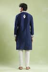 Shop_Arihant Rai Sinha_Blue Silk Embroidery Floret Kurta With Pyjama _at_Aza_Fashions