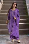 Buy_Samyukta Singhania_Purple Kurta Dola Silk Woven Floral Round Jacquard Panel Pattern Palazzo Set _at_Aza_Fashions