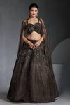 Buy_Chaashni By Maansi And Ketan_Green Organza, Net Cut Work, Sequins, Cutdana Embroidered Lehenga Set With Cape _at_Aza_Fashions