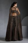 Shop_Chaashni By Maansi And Ketan_Green Organza, Net Cut Work, Sequins, Cutdana Embroidered Lehenga Set With Cape _at_Aza_Fashions