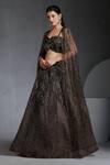 Chaashni By Maansi And Ketan_Green Organza, Net Cut Work, Sequins, Cutdana Embroidered Lehenga Set With Cape _Online_at_Aza_Fashions