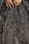 Chaashni By Maansi And Ketan_Green Organza, Net Cut Work, Sequins, Cutdana Embroidered Lehenga Set With Cape _at_Aza_Fashions