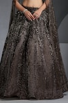 Buy_Chaashni By Maansi And Ketan_Green Organza, Net Cut Work, Sequins, Cutdana Embroidered Lehenga Set With Cape 