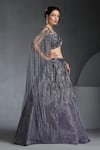 Shop_Chaashni by Maansi and Ketan_Grey Organza Embroidered Nalki Blouse Sweetheart Lehenga Set With Cape _Online_at_Aza_Fashions