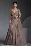 Buy_Chaashni by Maansi and Ketan_Beige Organza Embellished Nalki Sweetheart Bead Sequin Striped Lehenga Set _at_Aza_Fashions