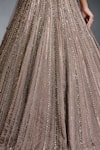 Chaashni by Maansi and Ketan_Beige Organza Embellished Nalki Sweetheart Bead Sequin Striped Lehenga Set _at_Aza_Fashions