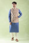 Buy_Arihant Rai Sinha_Blue Kurta Banarasi Spun Embroidered Abstract Printed Bundi Set _at_Aza_Fashions