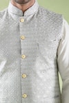 Buy Arihant Rai Sinha Gray Chanderi, Cotton Embroidery Grey And Off White Bundi Set Online at Aza Fashions Buy_Arihant Rai Sinha_Gray Chanderi, Cotton Embroidery Grey And Off White Bundi Set_Online_at_Aza_Fashions