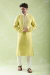 Buy Arihant Rai Sinha Yellow Chanderi, Cotton Embroidery Resham Placket Kurta And Churidar Set at Aza Fashions Buy_Arihant Rai Sinha_Yellow Chanderi, Cotton Embroidery Resham Placket Kurta And Churidar Set _at_Aza_Fashions