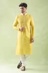 Buy Arihant Rai Sinha Yellow Chanderi, Cotton Mirrors Embroidered Placket Kurta And Churidar Set at Aza Fashions Buy_Arihant Rai Sinha_Yellow Chanderi, Cotton Mirrors Embroidered Placket Kurta And Churidar Set _at_Aza_Fashions