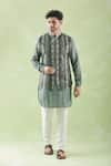 Buy_Arihant Rai Sinha_Multi Color Kurta And Bundi Linen Blend Woven Set _at_Aza_Fashions