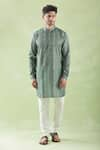 Buy_Arihant Rai Sinha_Multi Color Kurta And Bundi Linen Blend Woven Set _Online_at_Aza_Fashions