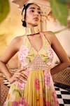 Buy_SSHILPA SAMRIYA_Off White Georgette Printed Floral Halter Neck Layered Dress _Online_at_Aza_Fashions