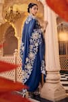 Buy_SSHILPA SAMRIYA_Blue Jacket Tissue Organza Embroidery Zari Thread Cape Open Skirt Set _Online_at_Aza_Fashions