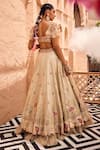 SSHILPA SAMRIYA_Ivory Lehenga Tissue Embroidery Zari Thread Sweetheart Floral Patchwork Set _Online_at_Aza_Fashions