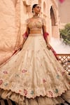 Buy_SSHILPA SAMRIYA_Ivory Lehenga Tissue Embroidery Zari Thread Sweetheart Floral Patchwork Set _Online_at_Aza_Fashions