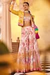 Buy_SSHILPA SAMRIYA_Yellow Jacket Crepe Printed Floral Jacket Open Sharara Set _at_Aza_Fashions