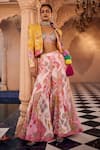 Shop_SSHILPA SAMRIYA_Yellow Jacket Crepe Printed Floral Jacket Open Sharara Set _Online_at_Aza_Fashions