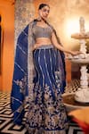 Buy_SSHILPA SAMRIYA_Blue Lehenga Tissue Embroidery Zari Thread Notched Floral Fishcut Set_at_Aza_Fashions