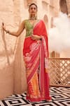 Buy_SSHILPA SAMRIYA_Red Saree Crepe Printed Flower Cutwork With Blouse _at_Aza_Fashions