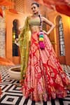 Buy_SSHILPA SAMRIYA_Red Lehenga Organza Printed Geometric Square Floral Set _at_Aza_Fashions