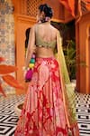 Shop_SSHILPA SAMRIYA_Red Lehenga Organza Printed Geometric Square Floral Set _at_Aza_Fashions