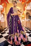 Buy_SSHILPA SAMRIYA_Purple Lehenga Chinnon Chiffon Printed Floral Square Set _at_Aza_Fashions