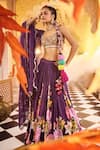 Shop_SSHILPA SAMRIYA_Purple Lehenga Chinnon Chiffon Printed Floral Square Set _at_Aza_Fashions