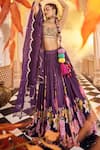 Buy_SSHILPA SAMRIYA_Purple Lehenga Chinnon Chiffon Printed Floral Square Set _Online_at_Aza_Fashions