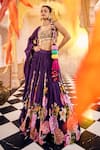 SSHILPA SAMRIYA_Purple Lehenga Chinnon Chiffon Printed Floral Square Set _at_Aza_Fashions