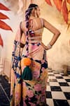 SSHILPA SAMRIYA_Blue Saree Chinnon Chiffon Printed Abstract Geometric With Blouse _Online_at_Aza_Fashions