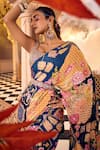 Shop_SSHILPA SAMRIYA_Blue Saree Chinnon Chiffon Printed Abstract Geometric With Blouse _at_Aza_Fashions