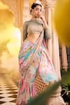 Buy_SSHILPA SAMRIYA_Multi Color Saree Georgette Printed Floral Closed Pre-draped With Blouse _Online_at_Aza_Fashions