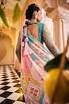 Shop_SSHILPA SAMRIYA_Multi Color Saree Georgette Printed Floral Closed Pre-draped With Blouse _Online_at_Aza_Fashions