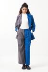 Buy_Three_Blue Melange Colorblocked Lapel Collar Jacket _at_Aza_Fashions