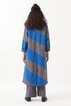 Shop_Three_Blue Twill Applique Diagonal Striped Wide Lapel Collar Jacket _at_Aza_Fashions