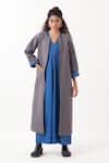 Buy_Three_Grey Twill Quilted Open Round Neck Front Pocket Jacket _at_Aza_Fashions