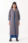 Buy_Three_Grey Twill Quilted Open Round Neck Front Pocket Jacket _Online_at_Aza_Fashions