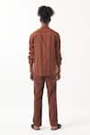 Shop_THREE_Brown Melange Stripes Pattern Shirt With Pant _at_Aza_Fashions