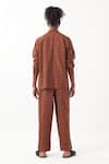 Shop_Three_Brown Melange Checkered Pattern Shacket With Pant _at_Aza_Fashions