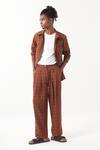 Buy_Three_Brown Melange Checkered Pattern Shacket With Pant _Online_at_Aza_Fashions