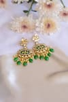 Buy_Nepra By Neha Goel_Green Polki Kundan Studded Earrings _at_Aza_Fashions