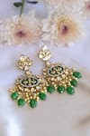 Shop_Nepra By Neha Goel_Green Polki Kundan Studded Earrings _at_Aza_Fashions