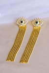 Buy_Nepra By Neha Goel_Gold Plated Stone Evil Eye Shaped Chain Danglers _at_Aza_Fashions