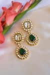 Buy_Nepra By Neha Goel_Green Kundan And Polki Embellished Earrings _at_Aza_Fashions