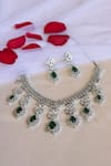 Buy_Nepra By Neha Goel_Blue Zircon Floral Stone Embellished Necklace Set _at_Aza_Fashions